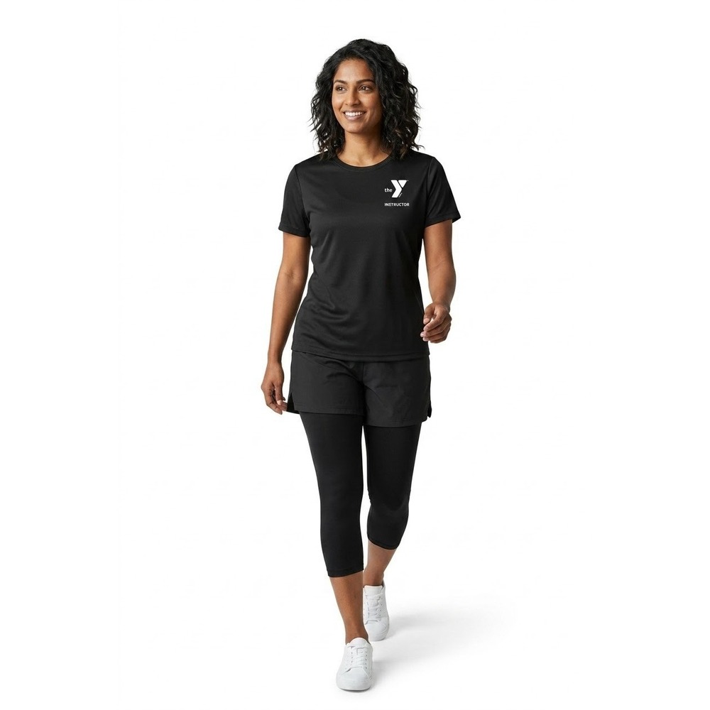 YMCA Instructor Shirt Ladies L Black Performance Tee